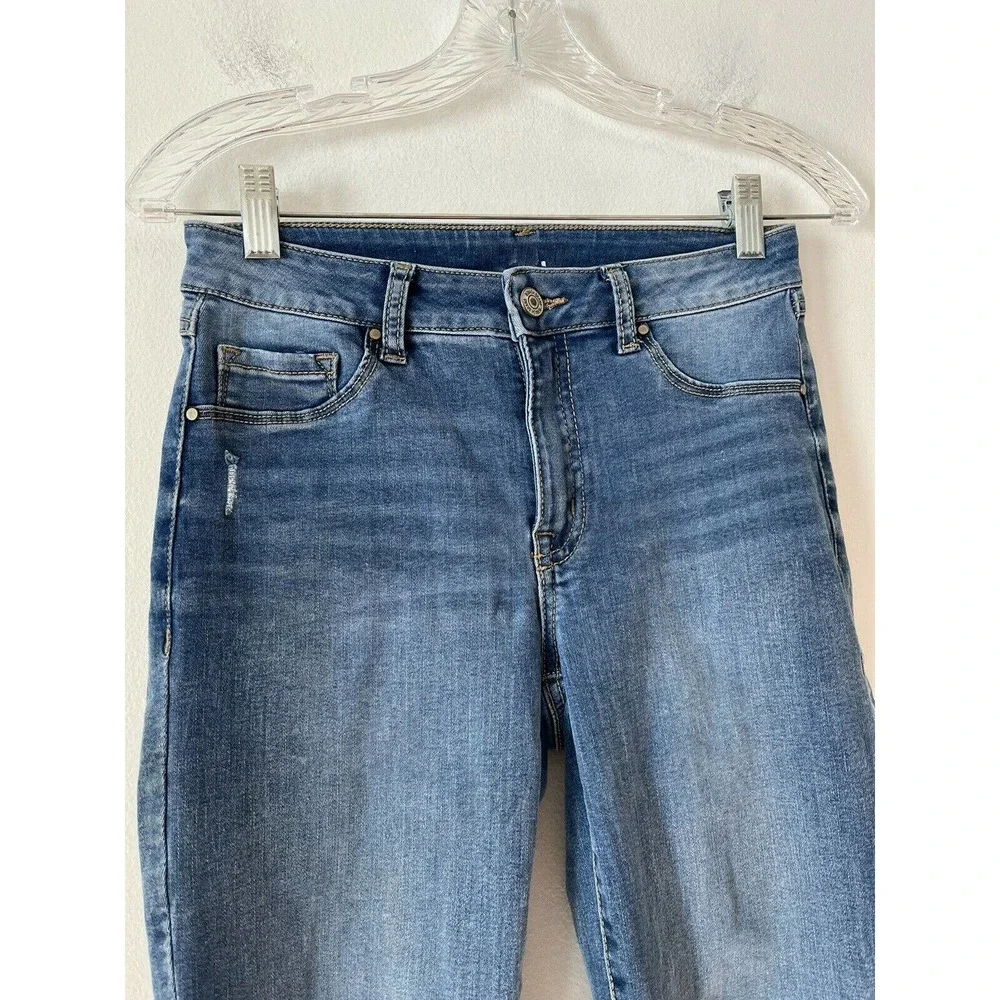 Rewash Distressed Mid Rise Medium Wash Stretch Denim Skinny Jeans Size 3/26 - Picture 3 of 7